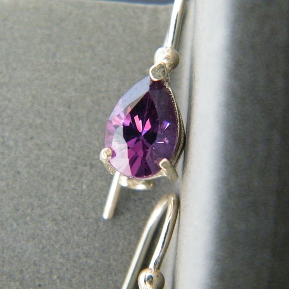 Sterling Silver and Amethyst Earrings - Picture 4 of 7